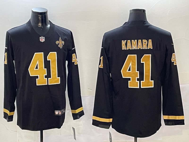 Men New Orleans Saints #41 Kamara Black long sleeve 2024 Nike NFL Jersey style 01043